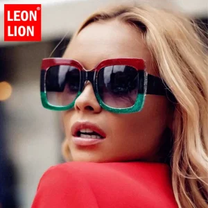 LeonLion – lunettes de soleil carrées surdimensionnées pour femmes, Vintage, stylées, stylées, marque de luxe, verres dégradés, UV400