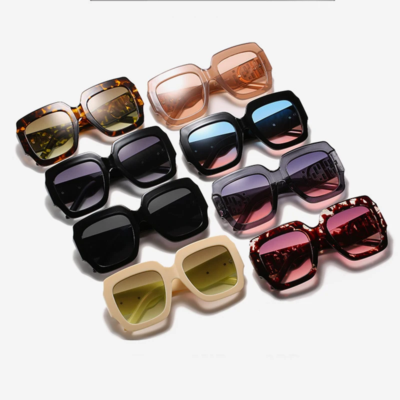 Respzed-Lunettes de soleil carrées pour hommes et femmes, lunettes de soleil dégradées, lunettes de soleil UV400, grand cadre, nuances noires, design de marque vintage, nouveau