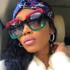 respzed lunettes de soleil carrées pour femmes, verres transparents, trois couleurs, grand cadre, fête