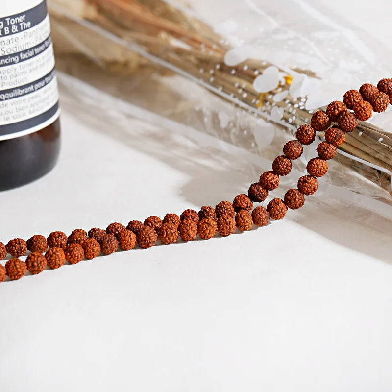 Bracelet tibétain bouddhiste classique Bodhi Rudraksha Bodhi, perles de méditation Mala, bijoux en perles de bois, chaîne de prière exécutive, Juifs comme bracelet tibétain, 108 pièces – Image 4