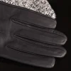 gants longs de 40 cm pour femmes, en cuir véritable tricoté, patchwork, élégant, luvas mujer, hiver, mancherons, mitaine gemme