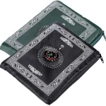 Tapis de prière de voyage musulman Portable, avec boussole et livret, coussinets Musallah, pour l&rsquo;extérieur, cadeau islamique du Ramadan