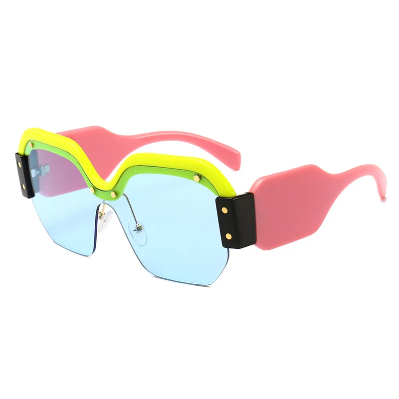Lunettes de soleil Vintage carrées sans bords pour hommes et femmes, grand cadre large, marque de luxe rétro, nuances de dame, Oculos UV400, Gafas
