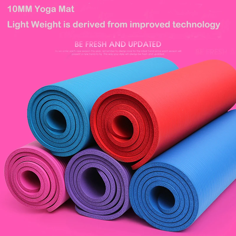 tapis de yoga extra épais pour débutants, matelas d'exercice, pilates nbr, tapis de yoga pour salle de sport, studio de yoga, fitness à domicile, épaisseur 10 mm