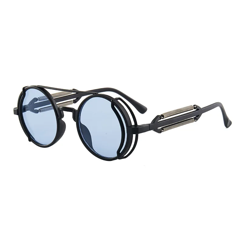 Lunettes de soleil gothiques classiques Steampunk, marque de luxe de styliste, haute qualité pour hommes et femmes, monture ronde rétro pour PC