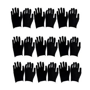 Gants de protection du travail en coton, gants de travail confortables, gants de protection des mains, gants noirs pour livres à la maison, 12 paires