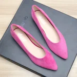 Chaussures plates noires à bout pointu pour femmes, chaussures de travail et d&rsquo;utilisation quotidienne, roses rouges, à fond plat, couleur unie, tout assorti, souples