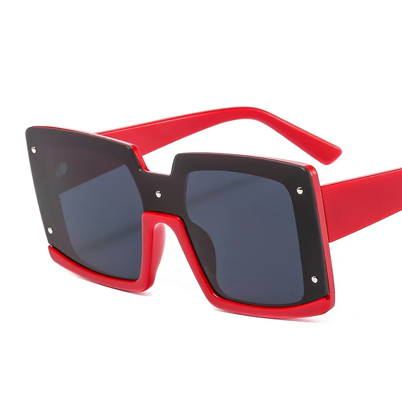 Lunettes de soleil Vintage pour femmes, marque de mode, surdimensionnées, Double couleur, noir, rouge, une pièce