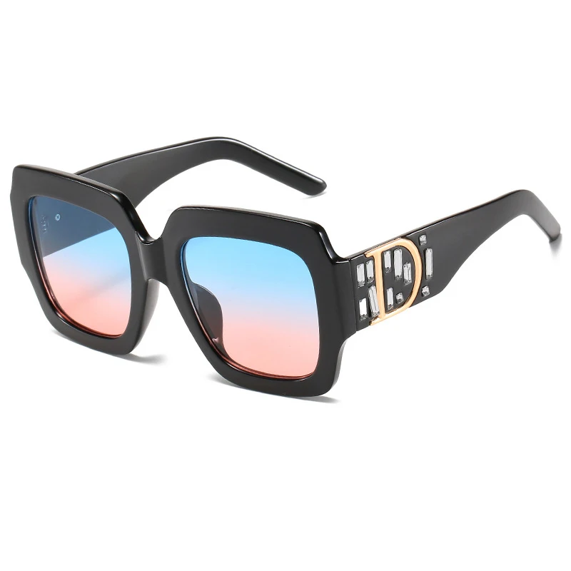Respzed-Lunettes de soleil carrées pour hommes et femmes, lunettes de soleil dégradées, lunettes de soleil UV400, grand cadre, nuances noires, design de marque vintage, nouveau