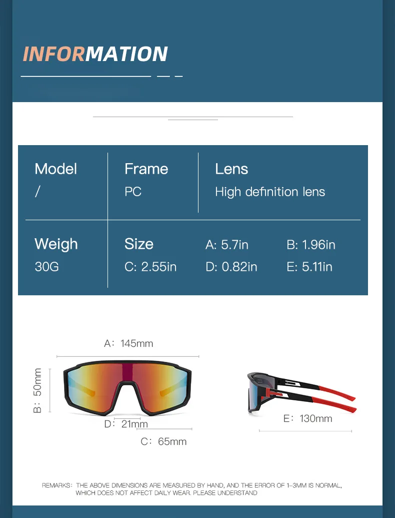 lunettes de soleil de cyclisme – lunettes de sport de protection uv400 pour hommes et femmes – lunettes d'extérieur tendance pour la course à pied, la conduite, la pêche, le camping