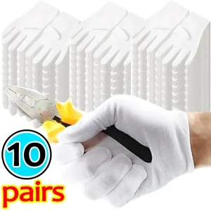 Gants de protection en coton pour Patients dermatite, gants de protection très élastiques pour le travail du jardinage, mitaines doublées blanches, outil de nettoyage