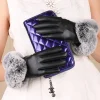 1 paire de gants chauds d'hiver pour femmes, en cuir pu noir, pour automne et hiver, gants d'alpinisme chauds, cadeaux de noël