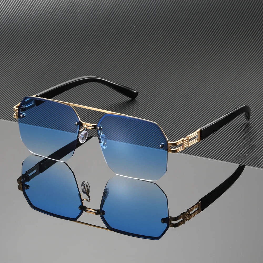 Lunettes de soleil unisexes élégantes à monture métallique, style minimaliste moderne, idéales pour les looks urbains et de rue, 1 pièce