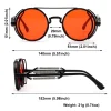lunettes de soleil steampunk gothiques classiques pour hommes et femmes, lunettes de soleil à monture ronde en métal vintage, nuances uv400, marque de créateur, haute qualité