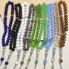 33 perles de prière en obsidienne de verre pour femmes et hommes, chapelet musulman islamique Hajj Tasbih Tasbeeh Allah Mohammed, Bracelet de perles de 10mm, bijoux