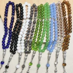 33 perles de prière en obsidienne de verre pour femmes et hommes, chapelet musulman islamique Hajj Tasbih Tasbeeh Allah Mohammed, Bracelet de perles de 10mm, bijoux