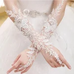 Gants de mariage longs en dentelle blanche pour mariée, coude sans doigts en cristal, gants longs pour patients, accessoires de mariage pour femmes, élégants, SL