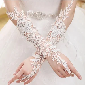 Gants de mariage longs en dentelle blanche pour mariée, coude sans doigts en cristal, gants longs pour patients, accessoires de mariage pour femmes, élégants, SL