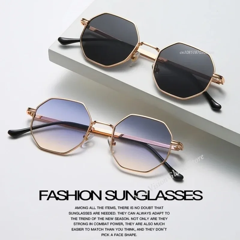 Lunettes De soleil pour femmes lunettes De soleil en métal polygone cadre Vintage hommes marque De luxe Design lunettes De soleil femmes miroir Gafas De Sol Uv400