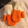 gants en laine d'oie avec doigts pour femmes, optique en peluche chaude, anti froid, couple mignon, gros gants originaux créatifs, hiver