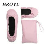 Chaussures de danse de ballet pliables et portables pour filles, ballerines confortables, pantoufles pour femmes avec poudres de voyage