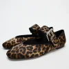 chaussures femmes chaussures plates bouche peu profonde automne bout pointu mocassins ballerines nouveau automne léopard rétro robe chaussures zapatos de mujer