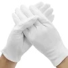 1 paire de gants en coton blanc pour hommes et femmes, étiquette à doigt complet, pour serveurs/conducteurs/bijoux/travailleurs, mitaines d'absorption de la sueur