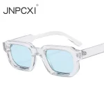 JNPCXI mode bleu carré lunettes de soleil pour femmes hommes rétro luxe concepteur clair lentille lunettes de soleil nuances UV400 lunettes