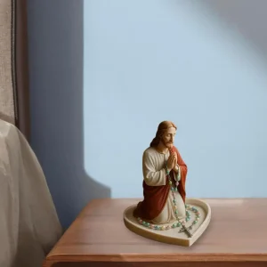 Support de chapelet en résine à breloques intemporelles, avec Figurine de Mary, pour décoration de maison catholique dévotion, plat de prière pour dame, bijoux pour chambre à coucher