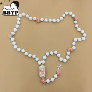 Chapelet fait à la main prière vierge marie avec fleur au crochet et poupées croisées cadeau utile pour personne religieuse cadeau de noël