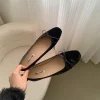 nouveau style de mode élégant velours ballerine chaussures femme luxe velours ballerines dames rétro bout rond nœud papillon peu profond mocassins