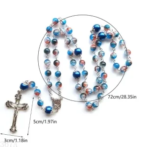 367a Mary Rosary Prayer Collier avec des bijoux religieux place pour les religieux croisés