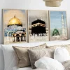 Affiches de la mosquée Masjid islamique Allah Mecque Medina Kaaba, peinture sur toile imprimée, images d&rsquo;art murales, décor de salon