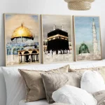 Affiches de la mosquée Masjid islamique Allah Mecque Medina Kaaba, peinture sur toile imprimée, images d&rsquo;art murales, décor de salon