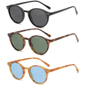 Lunettes de soleil polarisées rondes rétro pour hommes et femmes, monture léopard classique, mode noire, lunettes de conduite pour hommes et femmes, UV400