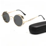 Lunettes de soleil rondes Steampunk pour hommes femmes Vintage rétro gothique Punk métal UV400 lunettes de soleil mâle femme lunettes 2025