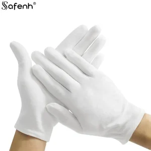 Gants en coton blanc à doigt complet pour hommes et femmes, 1 paire, pour serveurs/conducteurs/bijoux/travailleurs, mitaines absorbant la sueur