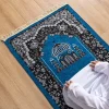 Tapis de prière musulmane pour femmes et hommes, tapis de sol imprimé à genoux, portable, de voyage, cadeau du Ramadan, doux, islamique