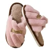 Pantoufles confortables en peluche à rayures, antidérapantes, moelleuses, pantoufles d&rsquo;intérieur d&rsquo;hiver, chaussures de maison décontractées, pantoufles de maison douces pour chambre à coucher