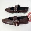 chaussures femme peu profondes dames ballerines chaussures bout rond luxe mode boucle sangle femmes chaussures plates mary janes chaussures