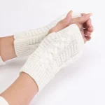 Gants d&rsquo;hiver chauffe-mains pour femmes, mitaine en fausse laine tricotée, à la mode, chauds, sans doigts, nouvelle collection