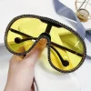lunettes de soleil pilote surdimensionnées pour femmes, design de marque de luxe, vintage, grande monture, une pièce, diamant cristal, nuances pour femmes