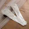 gants de mariée en satin et dentelle élégante, longueur eblow, gants de fête de noël en dentelle blanche, gants de mariage