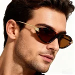 Nouvelle marque Sexy lunettes de soleil œil de chat femmes mode luxe métal petit cadre lunettes de soleil dames rétro Vintage léopard lunettes élégantes