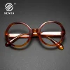 Lunettes rondes surdimensionnées pour femmes, montures en acétate, Design de mode, monture de lunettes de marque, optique de luxe, montures de lunettes de Prescription