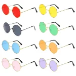Lunettes De soleil Vintage UV400 pour femmes, verres solaires colorés à monture ronde, miroir en métal