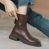 bottes à fond plat femmes 2025 nouveau noir marron bottes courtes automne daim chelsea unique botas chaussures côté zip décontracté botines mujer