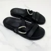 2025 noir femme pantoufles plates été mode boucle sangle nouveau décontracté en plein air plate forme chaussures de plage bout ouvert femme diapositives
