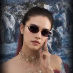 Lunettes de soleil ovales en diamant élégantes pour hommes, lettre « F », sans monture, pour voiture