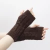 gants tricotés sans doigts pour femmes, chauffe mains, manches courtes, couleur unie, idéal pour le travail, style décontracté, doux, hiver
